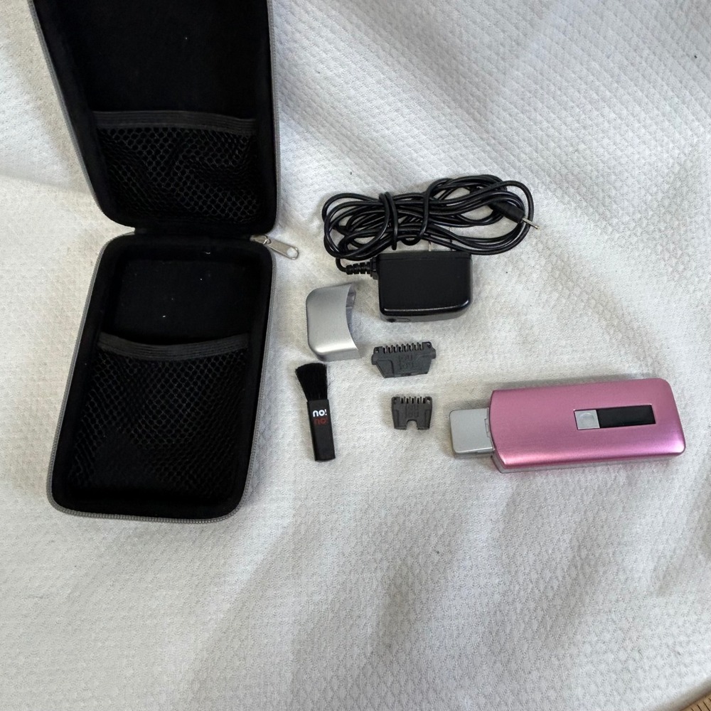 No!No! Hair Removal System Metallic Pink with TravelCase andAccessories UNTESTED